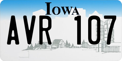 IA license plate AVR107