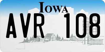 IA license plate AVR108