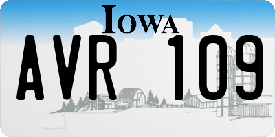 IA license plate AVR109