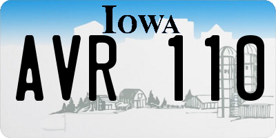 IA license plate AVR110