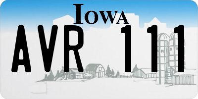 IA license plate AVR111