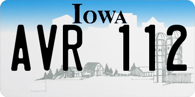 IA license plate AVR112
