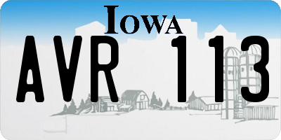 IA license plate AVR113