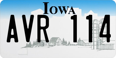 IA license plate AVR114