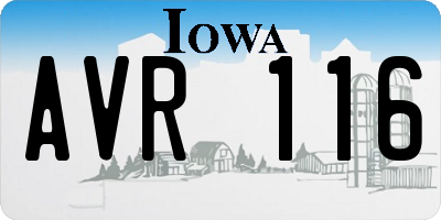 IA license plate AVR116