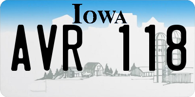 IA license plate AVR118