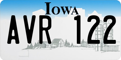IA license plate AVR122