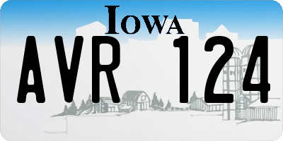 IA license plate AVR124