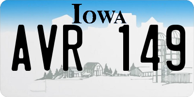 IA license plate AVR149