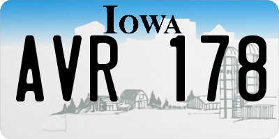 IA license plate AVR178