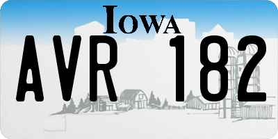 IA license plate AVR182