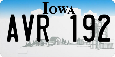 IA license plate AVR192