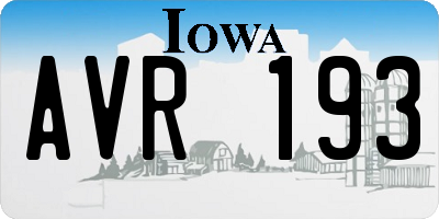 IA license plate AVR193