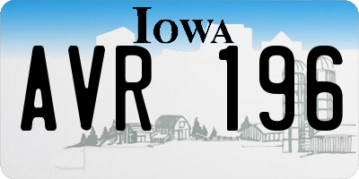 IA license plate AVR196