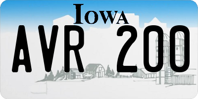 IA license plate AVR200