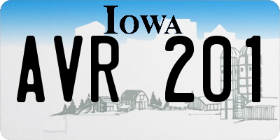 IA license plate AVR201