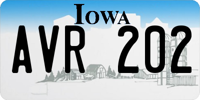 IA license plate AVR202