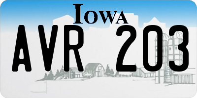 IA license plate AVR203
