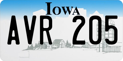 IA license plate AVR205