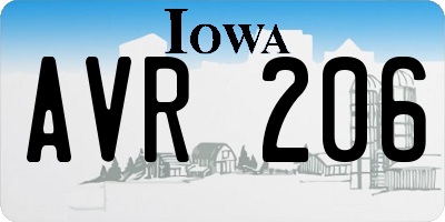 IA license plate AVR206