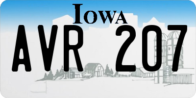 IA license plate AVR207