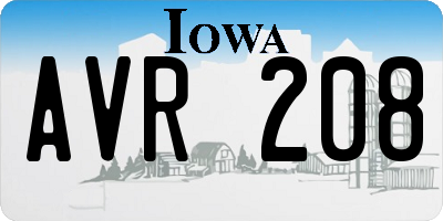 IA license plate AVR208