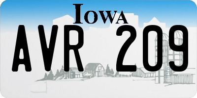 IA license plate AVR209