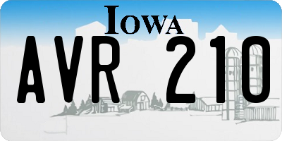 IA license plate AVR210