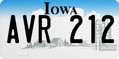 IA license plate AVR212