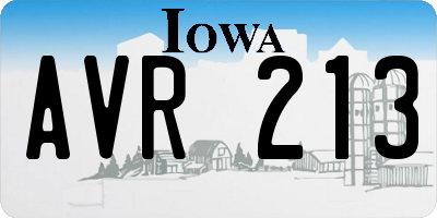 IA license plate AVR213