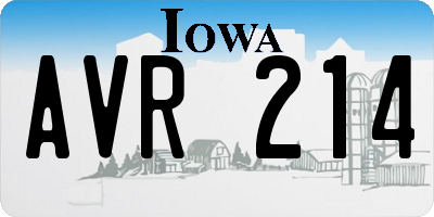 IA license plate AVR214