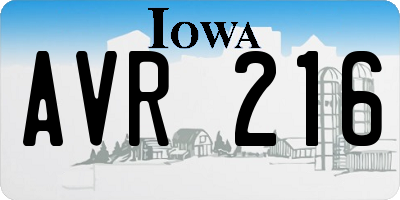 IA license plate AVR216