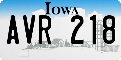 IA license plate AVR218