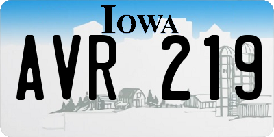 IA license plate AVR219