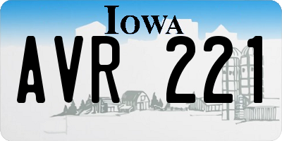 IA license plate AVR221