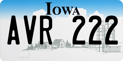 IA license plate AVR222