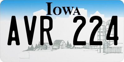 IA license plate AVR224