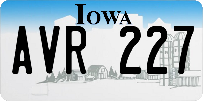 IA license plate AVR227