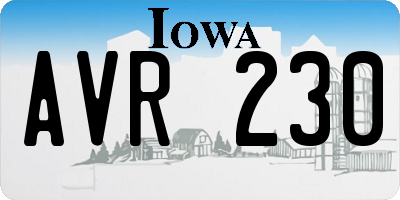 IA license plate AVR230