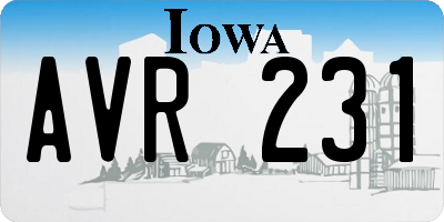 IA license plate AVR231