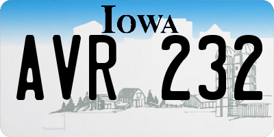IA license plate AVR232