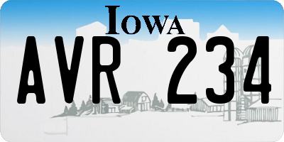 IA license plate AVR234