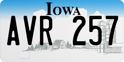 IA license plate AVR257