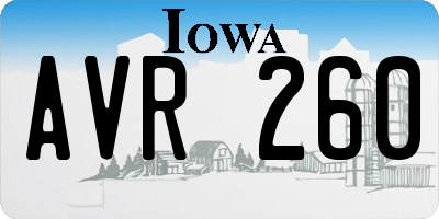 IA license plate AVR260