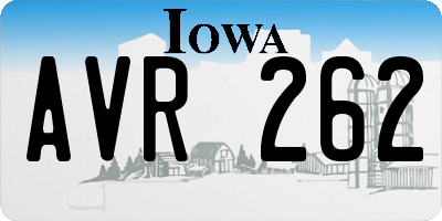 IA license plate AVR262