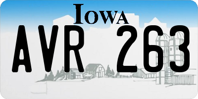 IA license plate AVR263