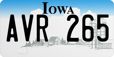 IA license plate AVR265