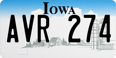 IA license plate AVR274