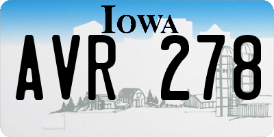 IA license plate AVR278