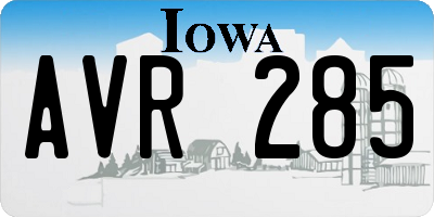 IA license plate AVR285
